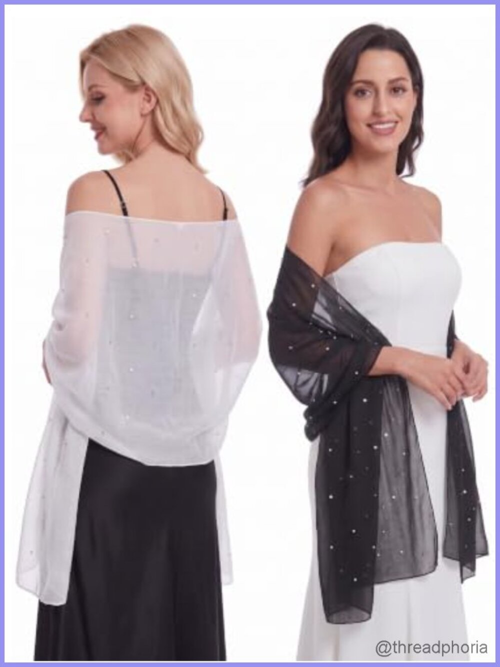 2 Pack Chiffon Sequin Shawls & Wraps for Evening Dresses Silky
